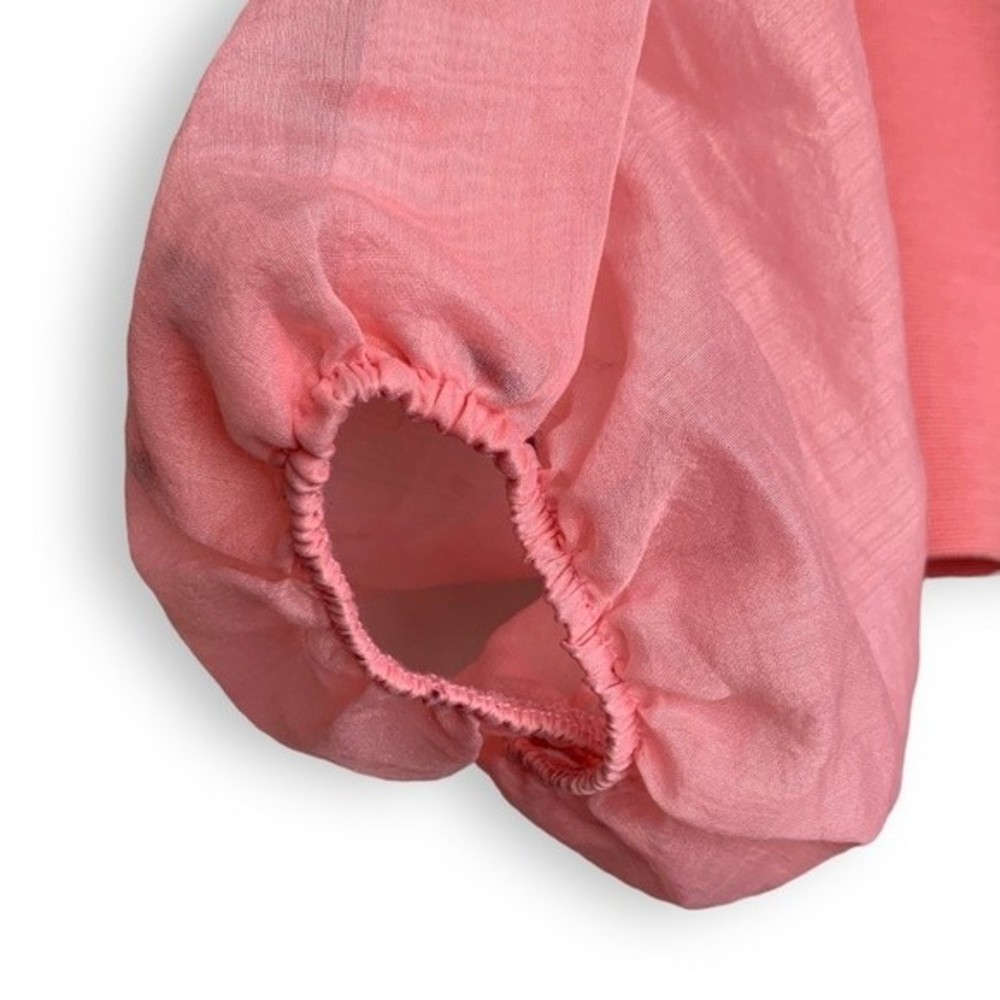 Zara Puff Sleeve Crop Top Pink Sheer Organza SOLD - Picture 7 of 16